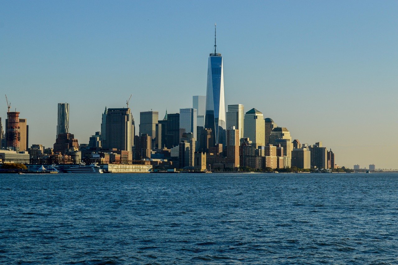 new york, new york city, ny, nyc, big city, city, york, skyline, skyscraper, one world trade center, water, skyscaper, new, america, nature, tourists, tourist attraction, excursion, building