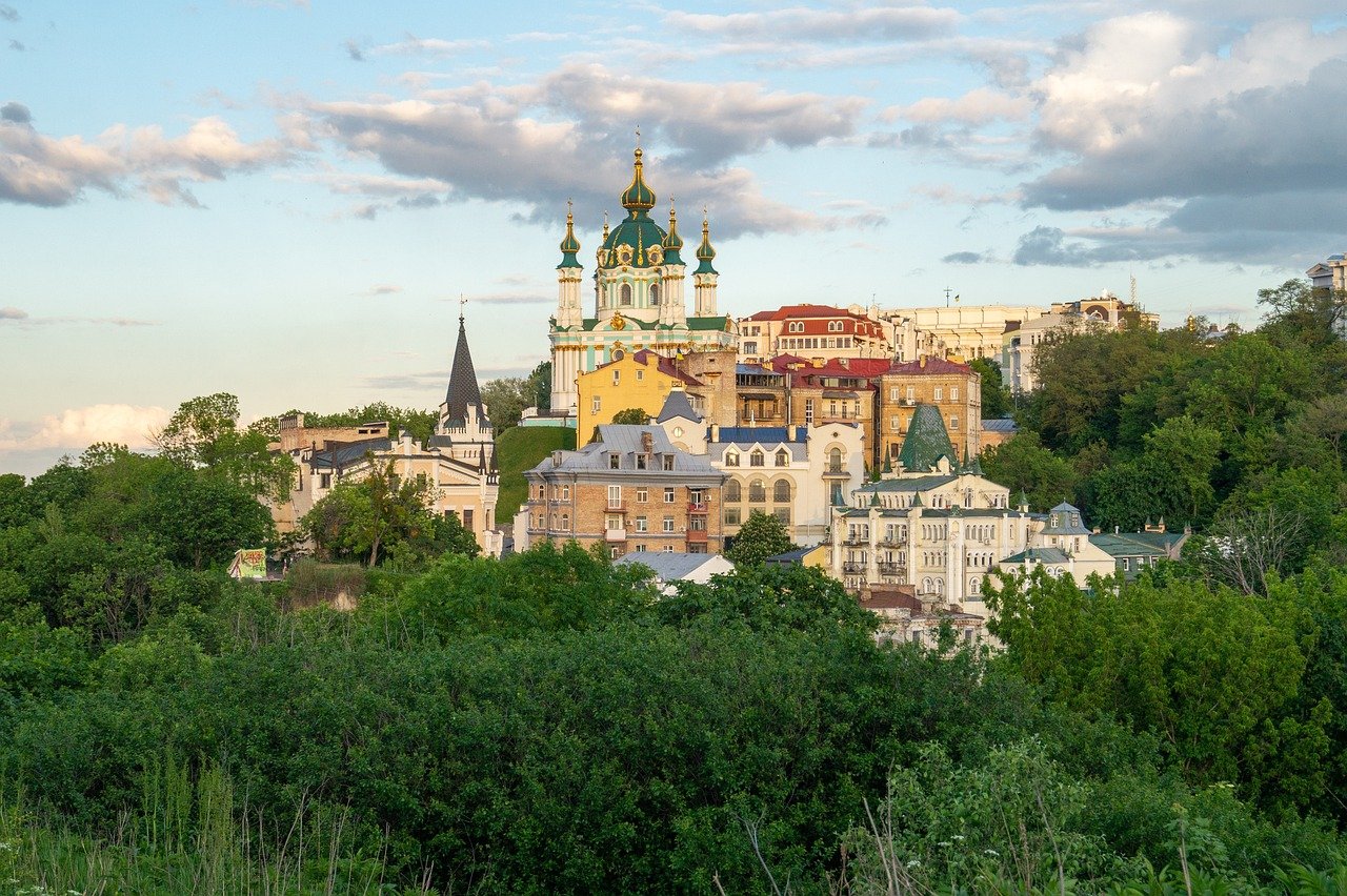 city, kiev, ukraine, sky, buildings, church, nature, greens, hill, kyiv, architecture, landscape, eastern europe, europe, european city