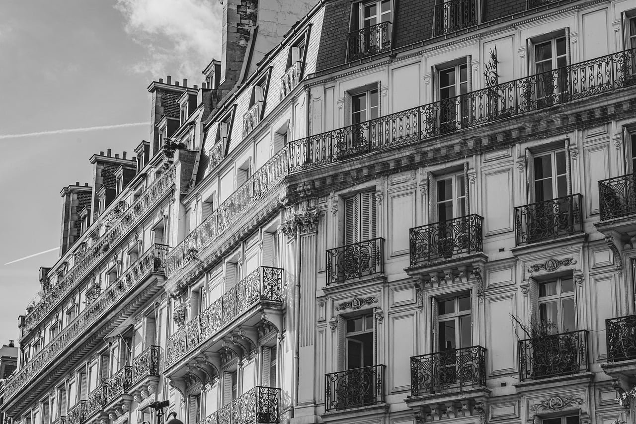 facade, architecture, house, building, window, apartment building, balconies, city, paris