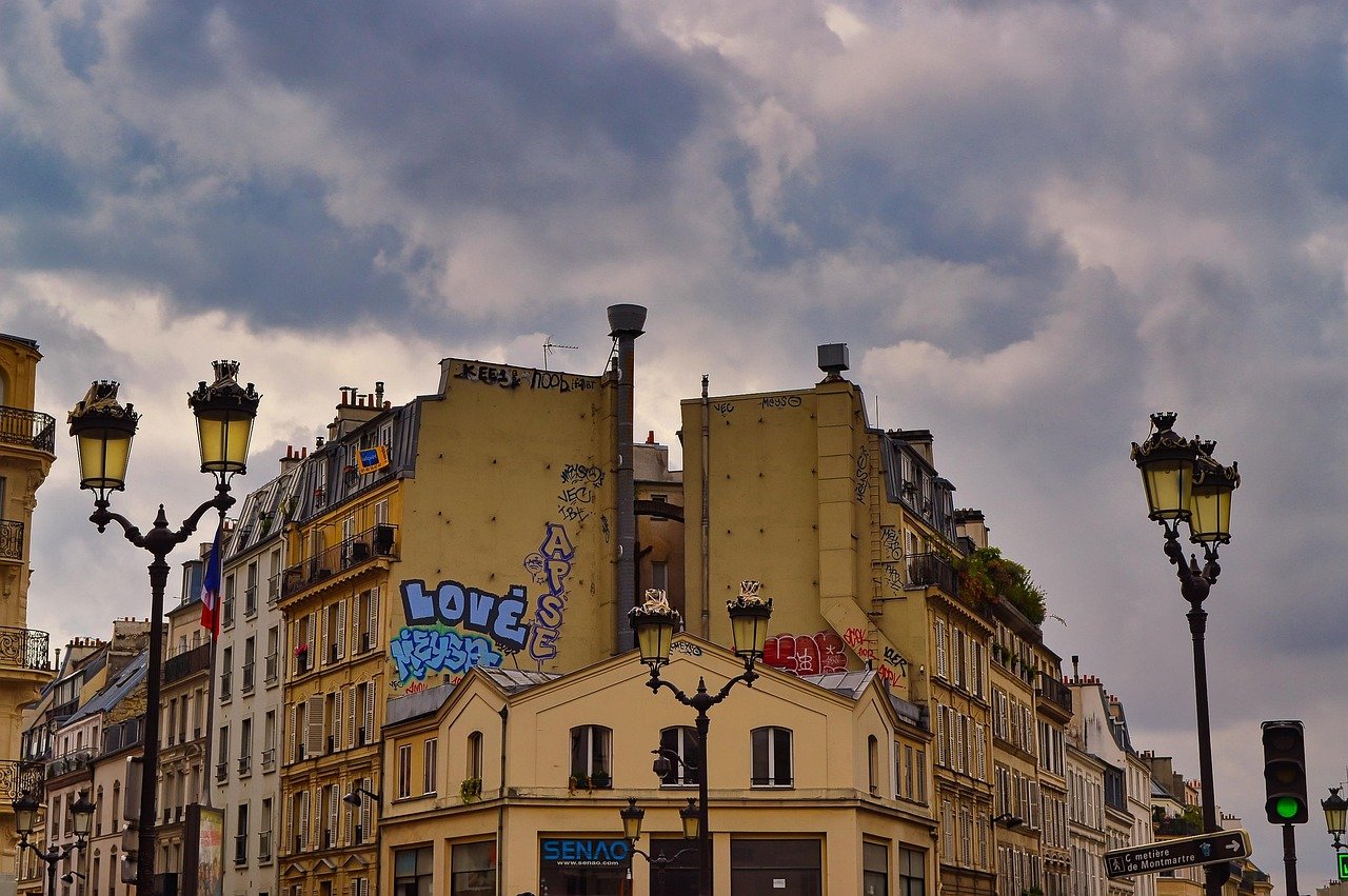 graffiti, building, city, street art, paris