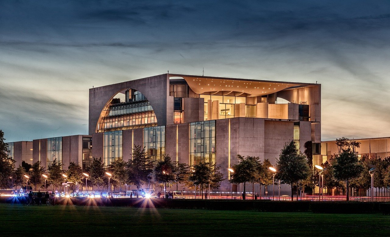 federal chancellery, federal government, government, nature, berlin, building, architecture, government district, germany, sunset, dusk